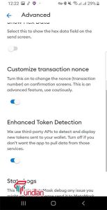 toggle customize transaction nonce 