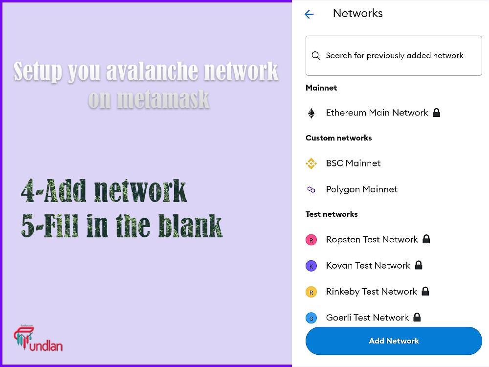 Add Avalanche RPC network on Metamask
