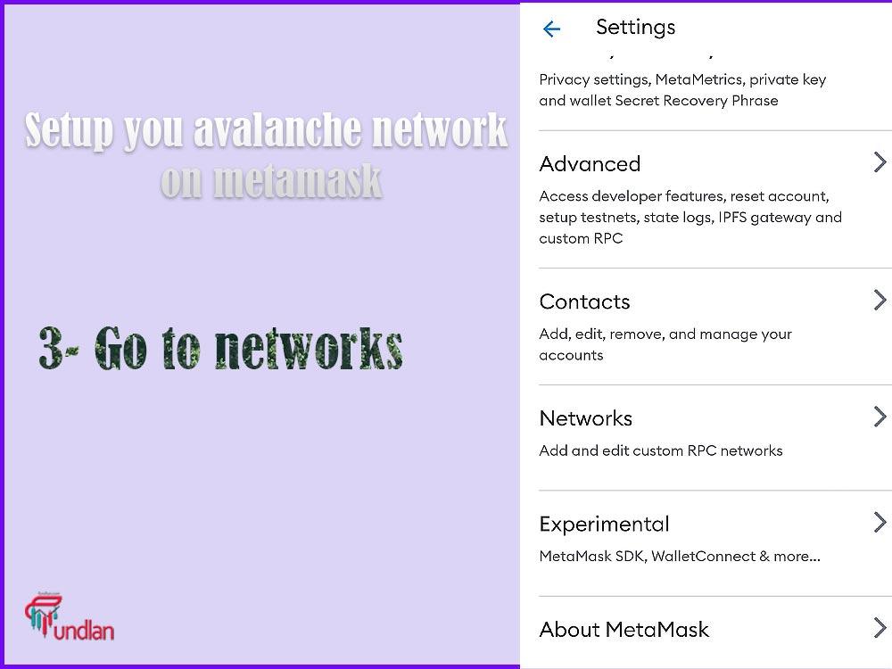 Go to networks on Metamask