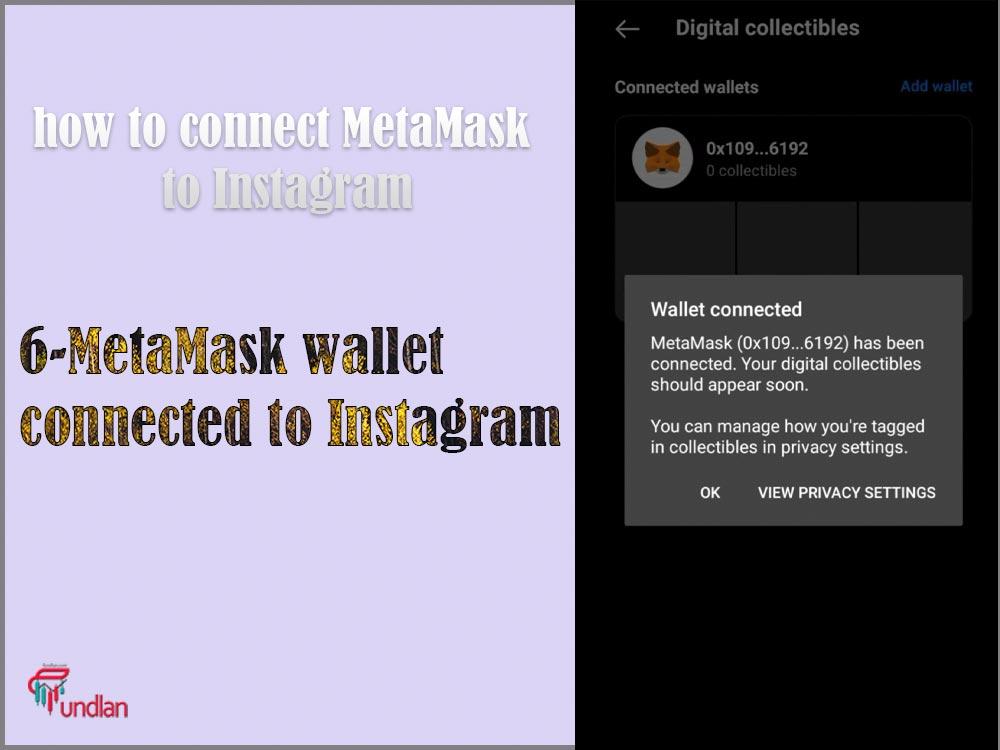 MetaMask wallet, connected to Instagram