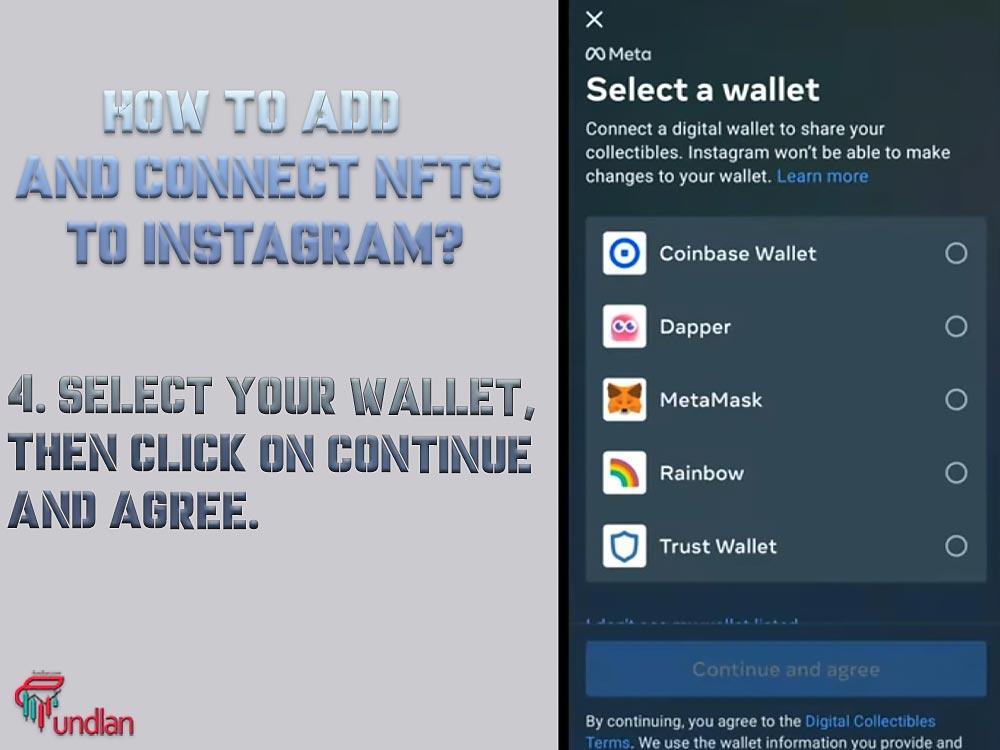 Select wallet and click on-continue on Instagram