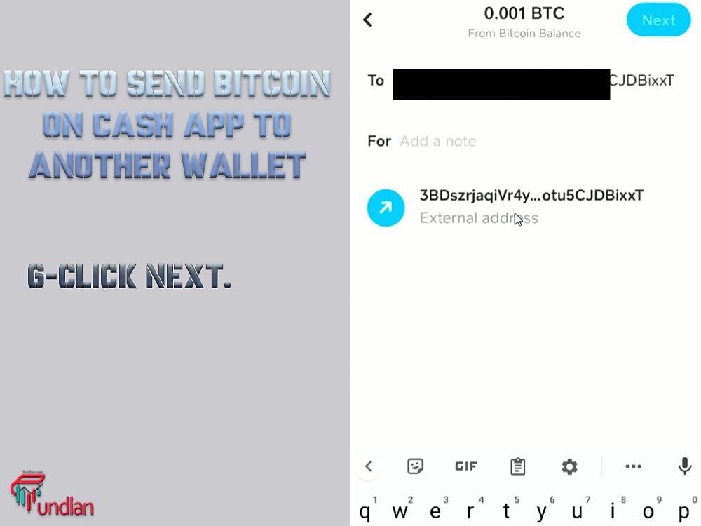 Click next to send bitcoin