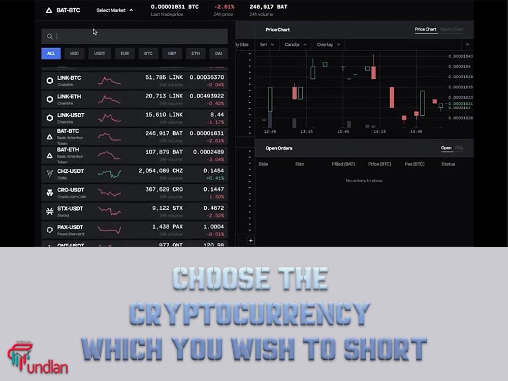 Choose the cryptocurrency which you wish to short