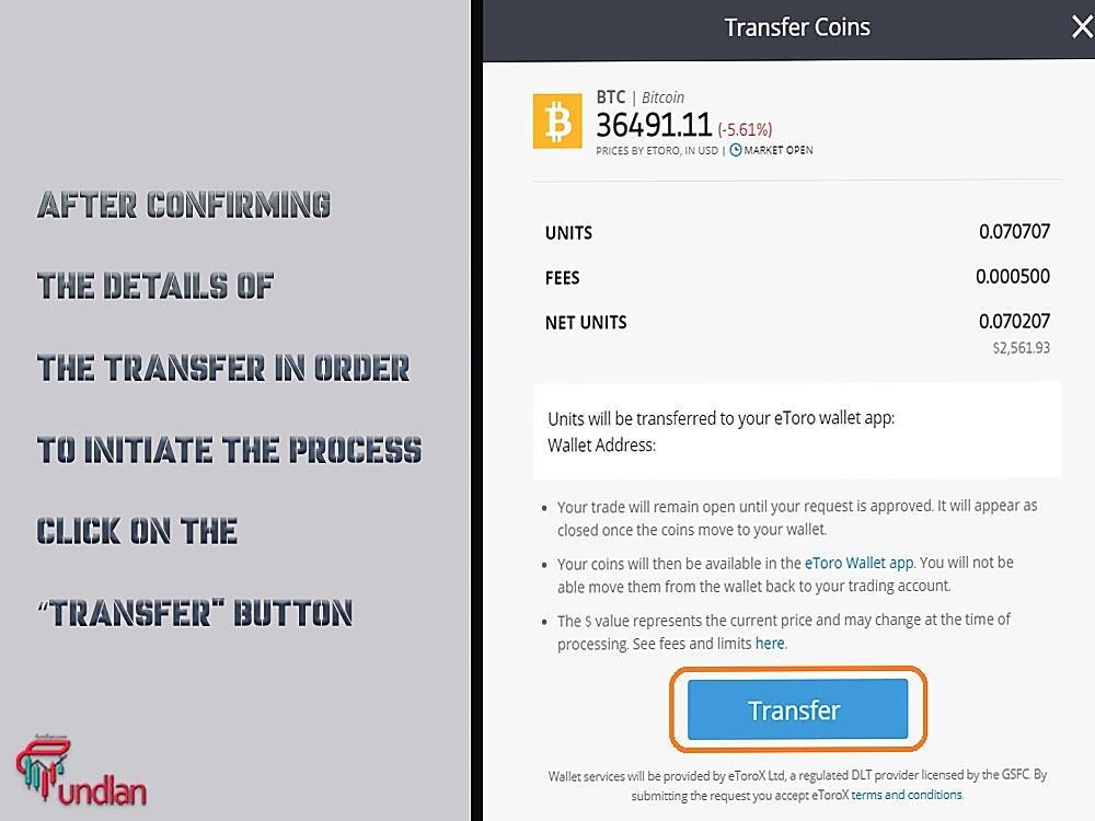 Confirming the details of the transfer and click Transfer button