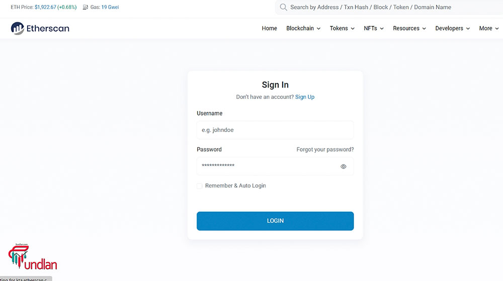 Create an account on Etherscan