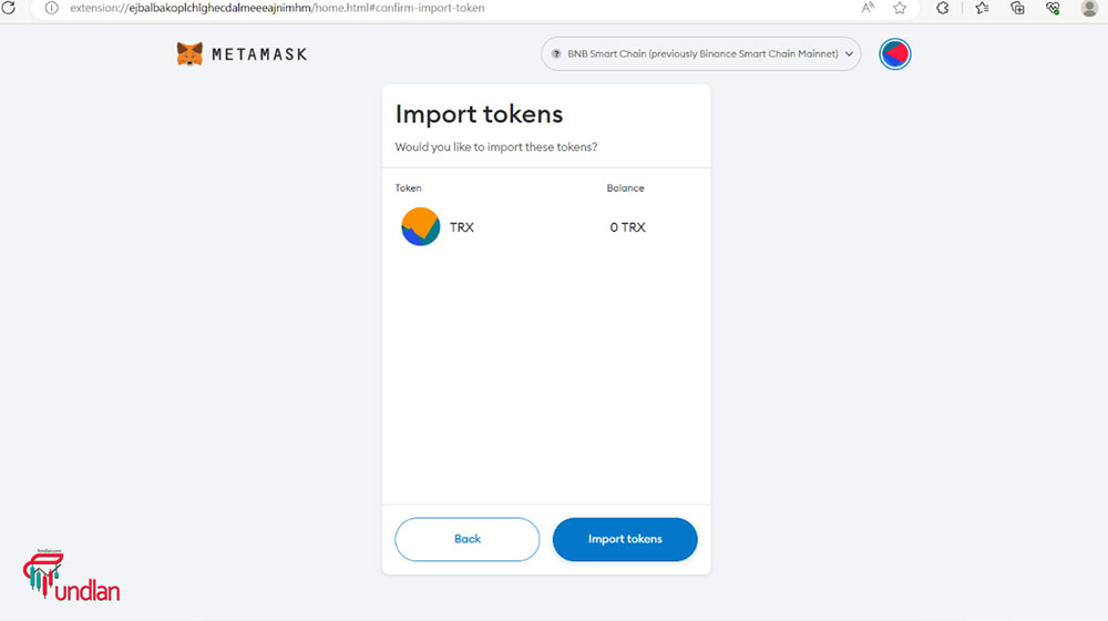 Import tokens to TRC20 MetaMask