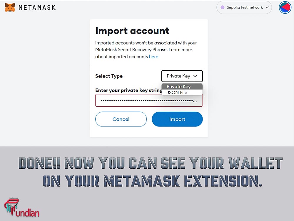 See your wallet on your MetaMask extension